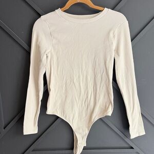 Abound Cream Ribbed Long-Sleeve Bodysuit